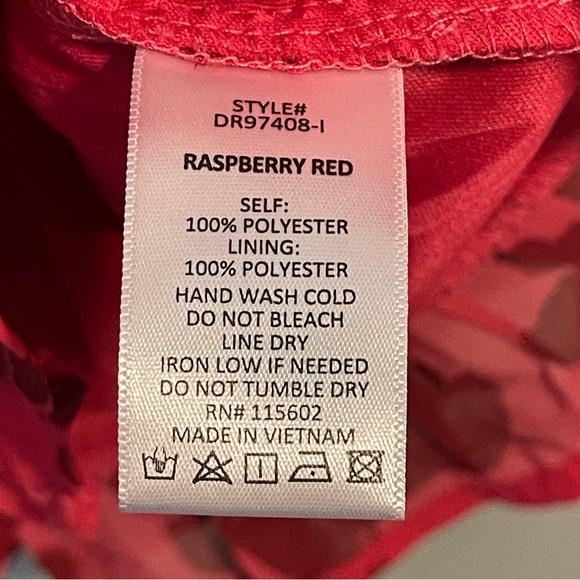 Lush Women’s Long Sleeve Chiffon Floral Mini Dress Raspberry Red Color Size M - Picture 7 of 7